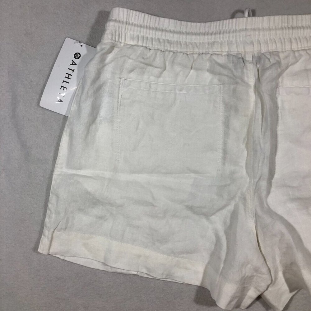 NEW Athleta Womens 14 Retreat Linen Shorts Calla Lily Ivory 100% Linen NWT $69 - Picture 7 of 13